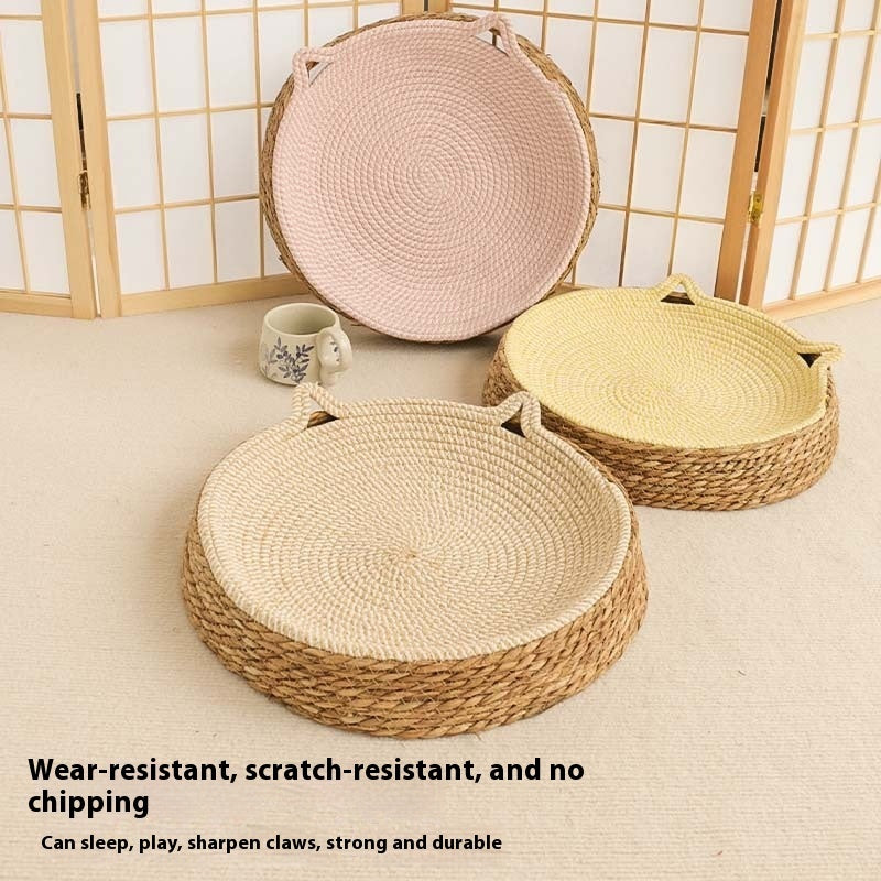 Rattan cat nest with soft cushion for all seasons