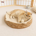 Rattan cat nest with soft cushion for all seasons