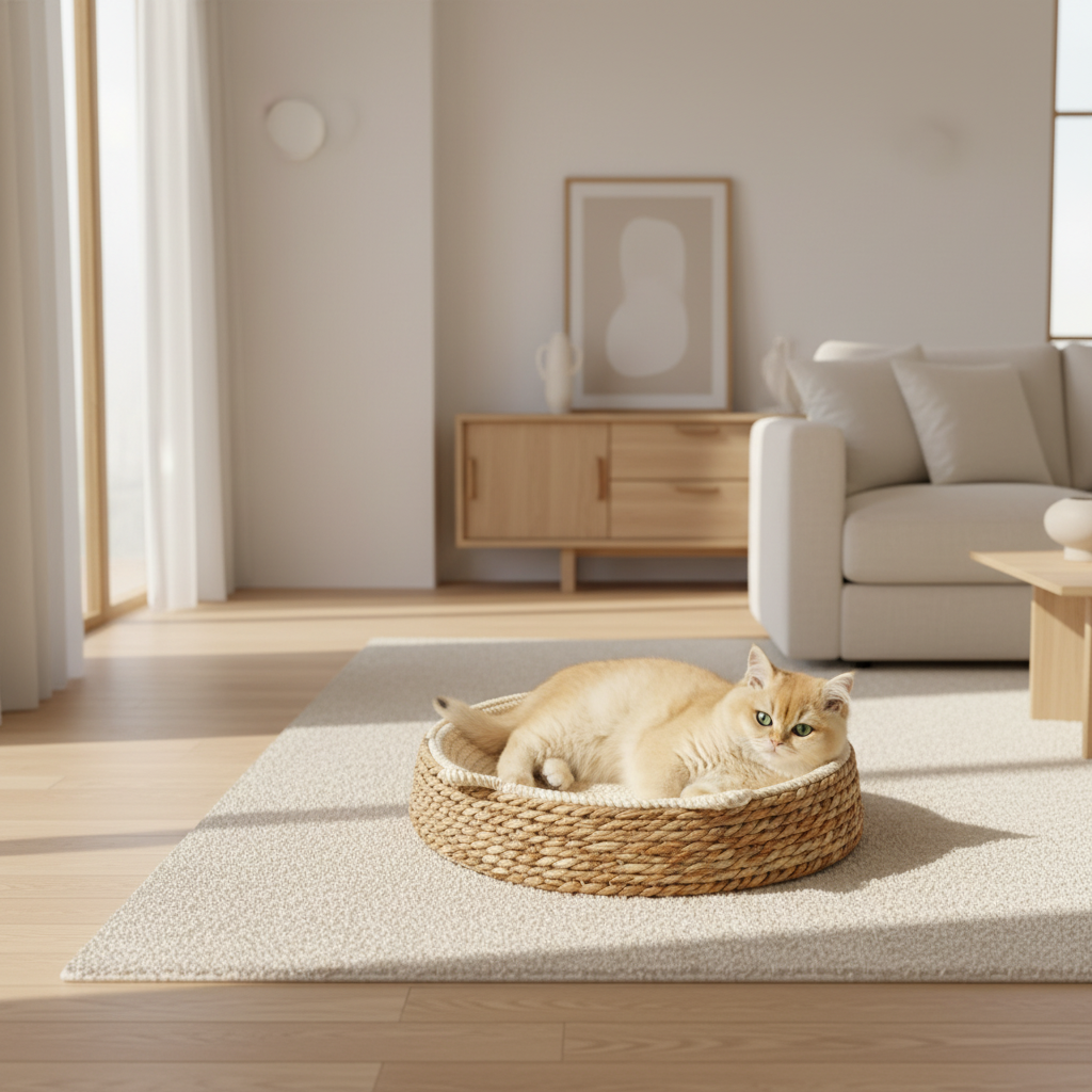 The Rattan Nest — Woven Boho Bed with Removable Cushion
