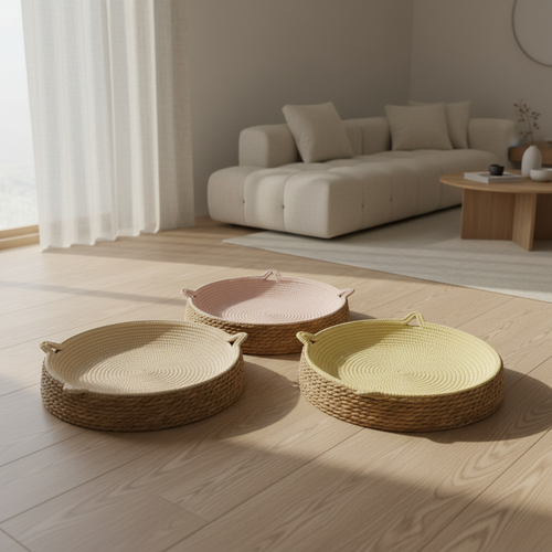 The Rattan Nest — Woven Boho Bed with Removable Cushion
