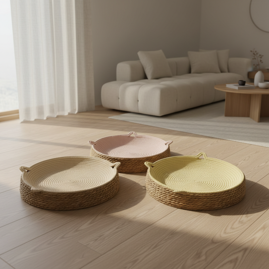 The Rattan Nest — Woven Boho Bed with Removable Cushion