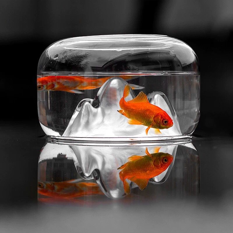 Alpine Aquarium – Minimalist Snow Mountain Desk Tank