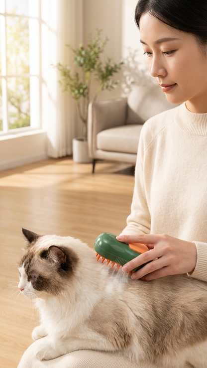 The Steam Brush — 3-in-1 Electric Grooming Spray for Cats